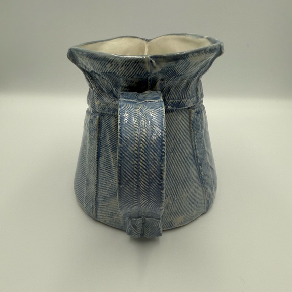 Louisville Stoneware Co. Blue Glaze Pitcher Denim and Daisy Rare 5.75” Tall - Picture 6 of 11